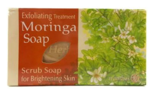 Wanthai Moringa Soap exfoliating treatment herbal soap packaging close view