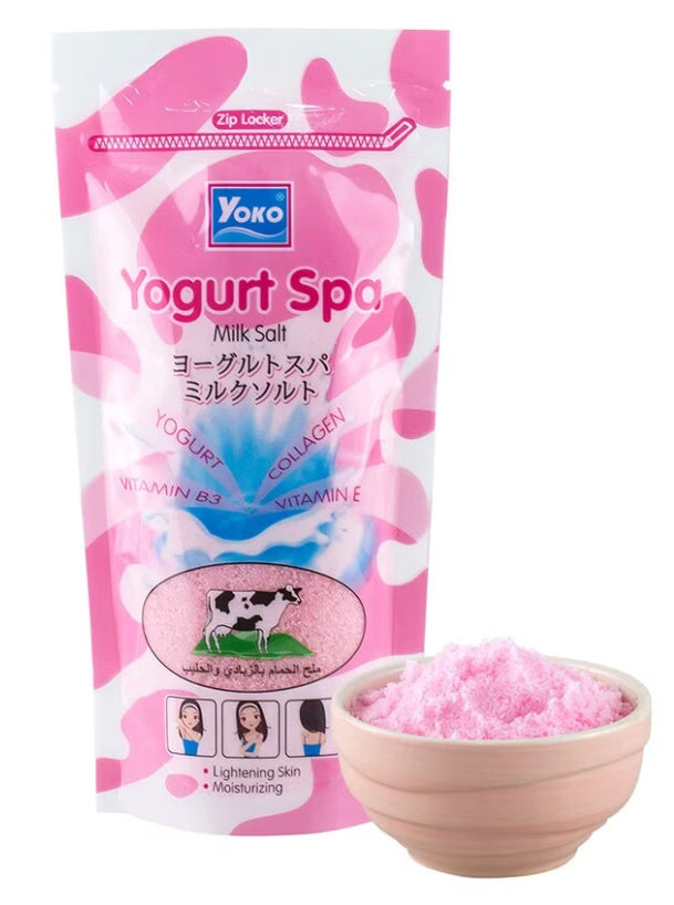 Yoko Yogurt Spa Milk Salt body scrub texture bowl display 300g