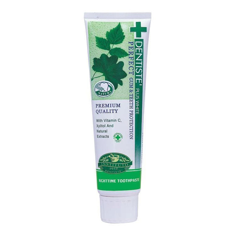 Dentiste Plus White Nighttime Toothpaste 100g with vitamin C xylitol and natural extracts for healthy gums and teeth protection while you sleep