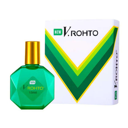 V.Rohto Eye Drops bottle with packaging box green design