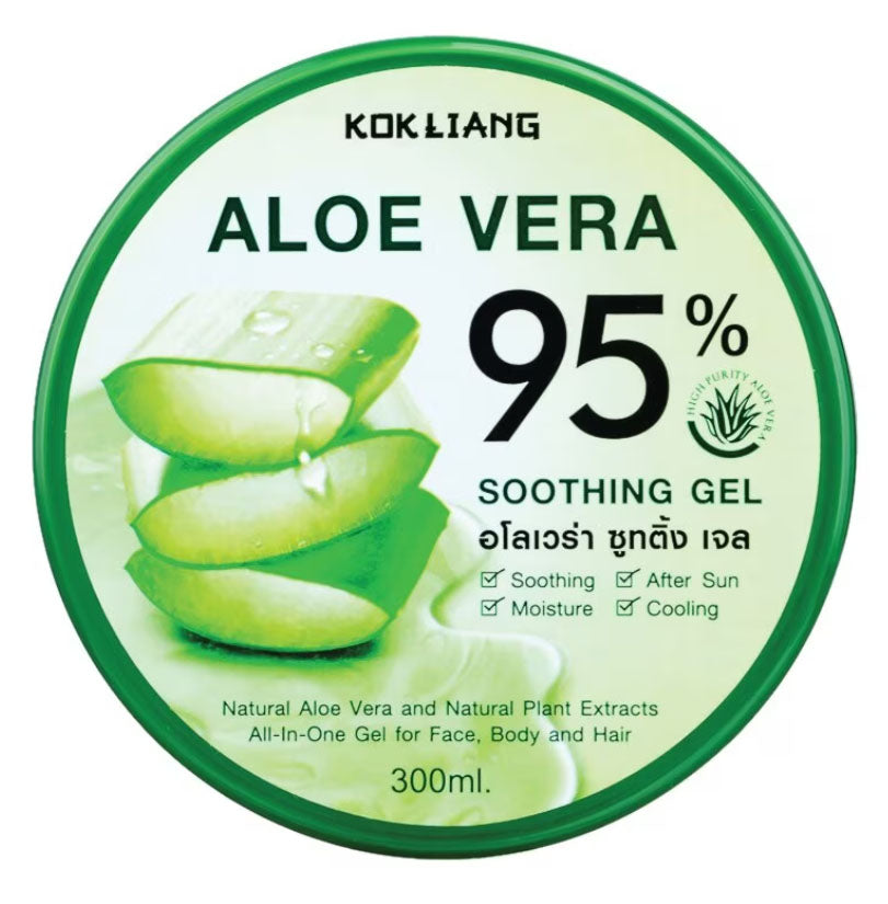 Kokliang Aloe Vera Gel 95% packaging top view aloe slices design