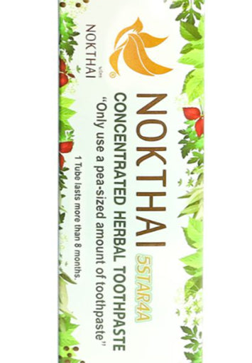 Nokthai Herbal Toothpaste box side panel with product name 5 Star 4 A and herbal formula details