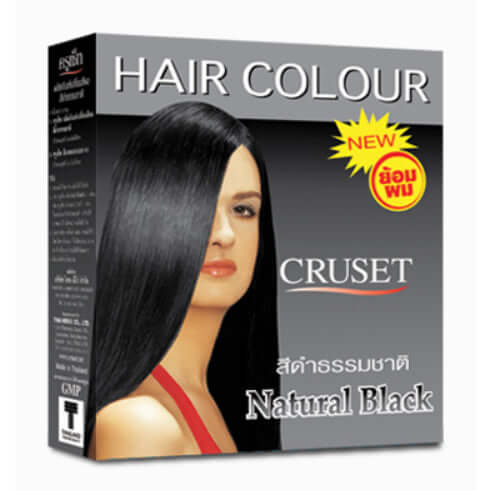 Cruset Natural Black Hair Dye box front view showing CRUSET hair colour packaging
