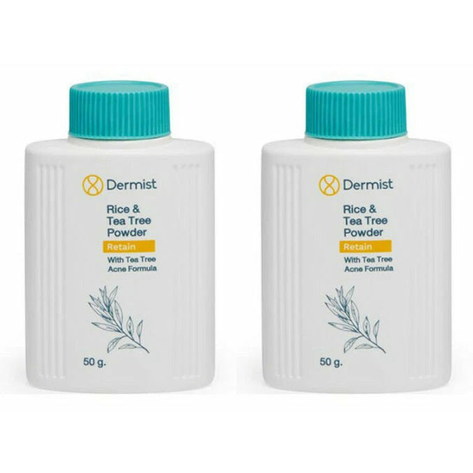 Dermist Rice Tea Tree Powder twin pack front view white background