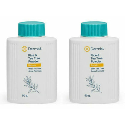Dermist Rice Tea Tree Powder twin pack front view white background