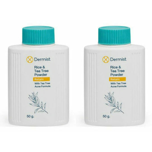 Dermist Rice Tea Tree Powder twin pack front view white background