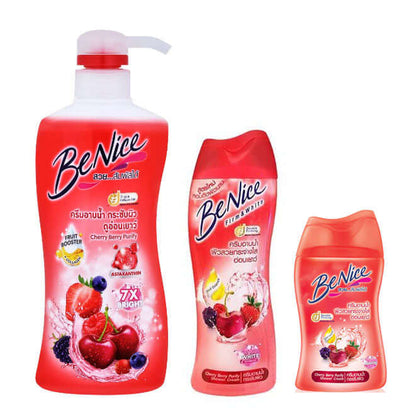 BeNice Cherry Berry Shower Cream 400ml body wash bottle set front packaging view