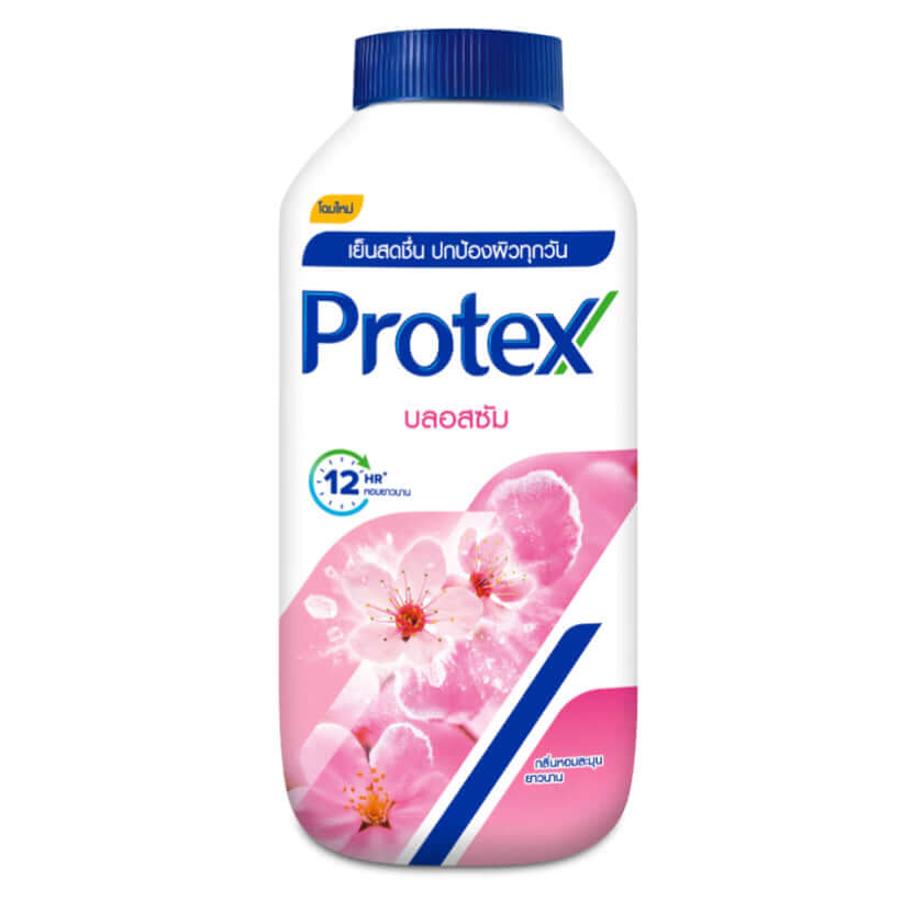 Protex Cooling Powder Blossom Anti-Bacteria Long-Lasting Fresh 280g packaging with floral design.