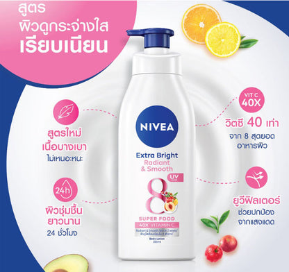 Nivea Radiant Smooth Lotion refill pouch and bottle set display