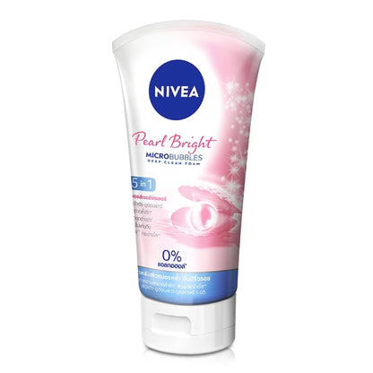 NIVEA Pearl Bright Facial Foam Microbubbles Deep Clean 5in1 angled view