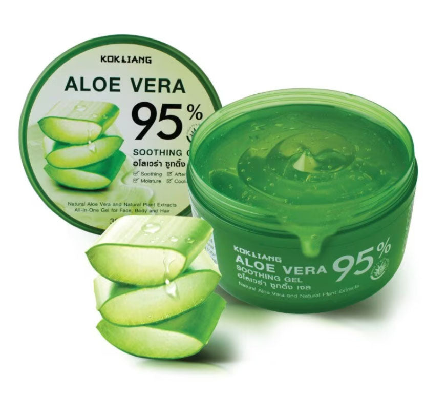 Kokliang Aloe Vera Gel 95% open jar texture aloe gel inside