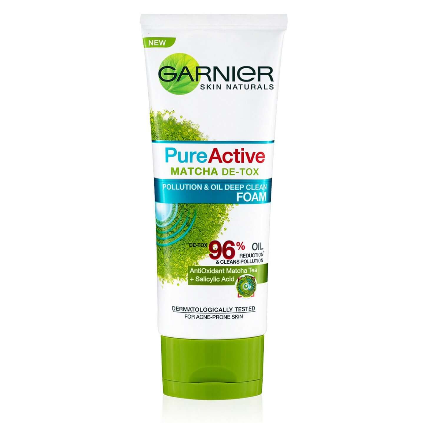 Garnier Matcha DeTox Foam front view showing full product tube design