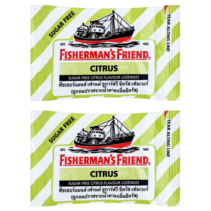 Fisherman's Friend Citrus Sugar Free Lozenges 2x25g Refreshing Throat Relief Candy