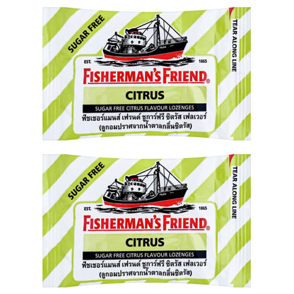 Fisherman's Friend Citrus Sugar Free Lozenges 2x25g Refreshing Throat Relief Candy