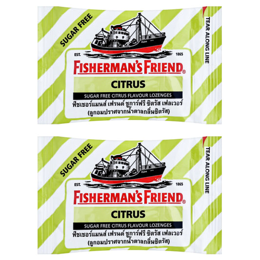 Fisherman's Friend Citrus Sugar Free Lozenges 2x25g Refreshing Throat Relief Candy
