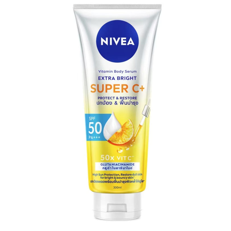 Nivea Super C Body Serum SPF50 PA+++ front view 300ml