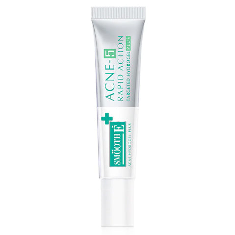Smooth E Acne Hydrogel Plus anti acne gel tube close-up with clear label design