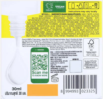 Garnier Super UV Serum sunscreen SPF50 PA++++ back label ingredients and barcode