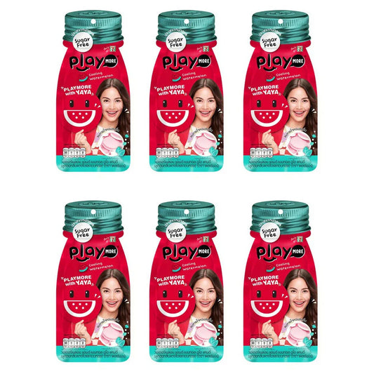 Multiple bottles of Playmore Watermelon Menthol Candy sugar-free cooling candy pack