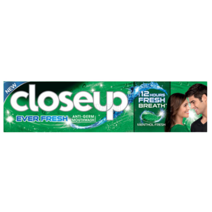 Front view of Closeup Menthol Fresh Gel Toothpaste 75g box packaging