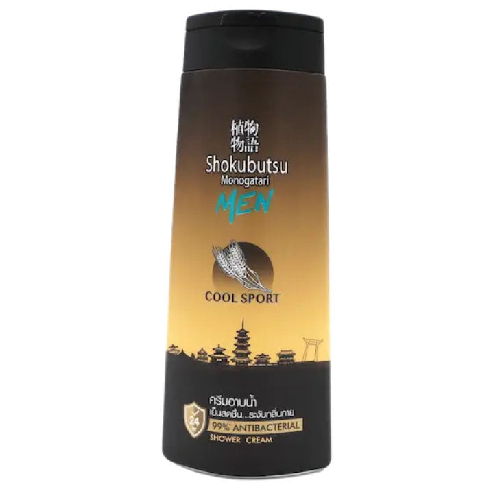 Shokubutsu Men Cool Sport shower cream bottle front view cooling formula 200ml