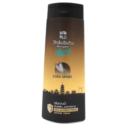 Shokubutsu Men Cool Sport shower cream bottle front view cooling formula 200ml