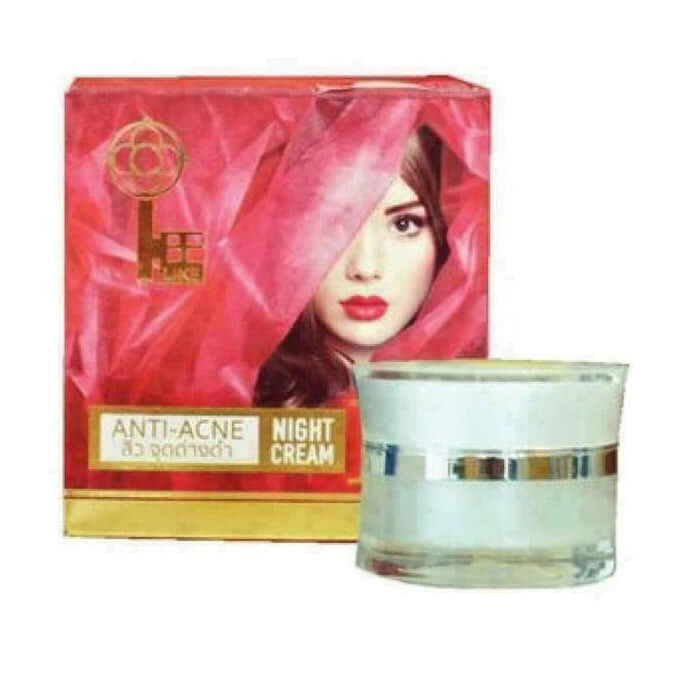 Be-Like Night Cream Anti Acne Facial Care Skin Moisturizer Cream in stylish packaging with youthful woman model