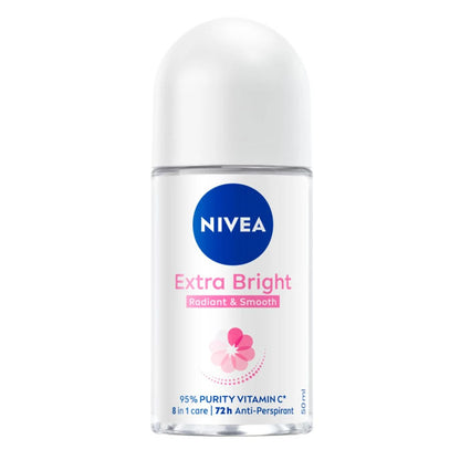 NIVEA Extra Bright Roll On front view deodorant bottle 50ml