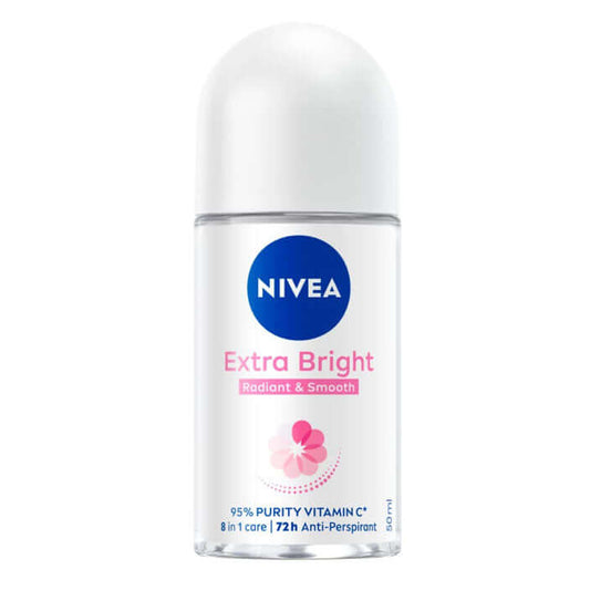 NIVEA Extra Bright Roll On front view deodorant bottle 50ml