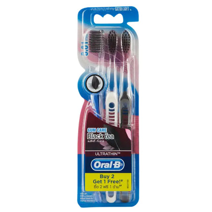 Oral-B Black Tea Gum Care Toothbrush Pro-Dense Extra Soft Pack of 3 front packaging view