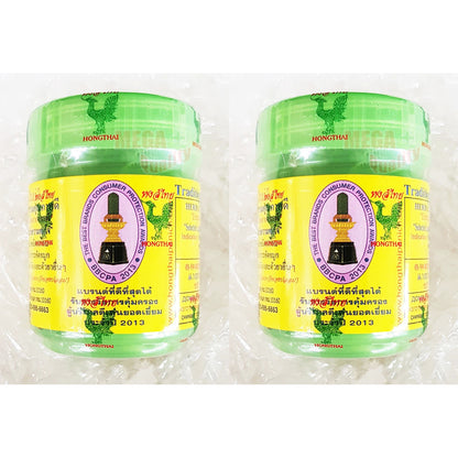 HONGTHAI Herbal Inhaler Balm 10g traditional Thai balm for cold flu dizziness and nasal congestion natural formula in green jar