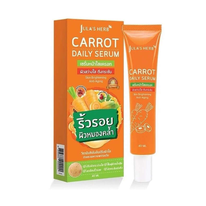 Jula's Herb Carrot Serum Daily Vitamin C Facial Serum Sachet Tube and Box