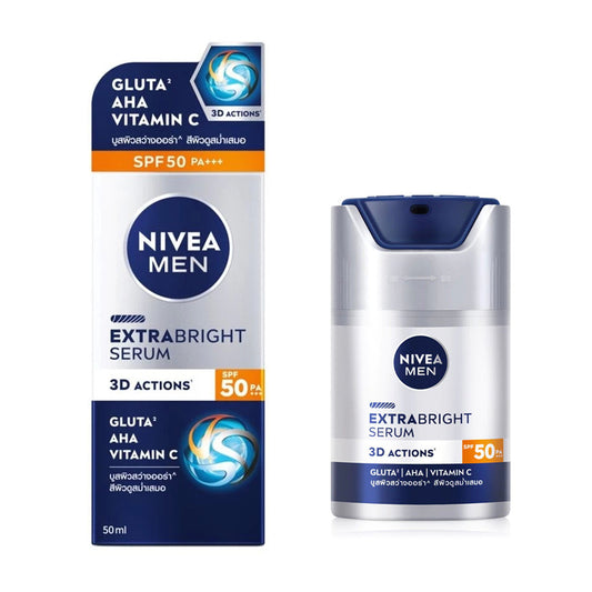 NIVEA MEN Extra Bright Serum SPF50 PA+++ Face Moisturizer Gluta AHA Vitamin C 50ml