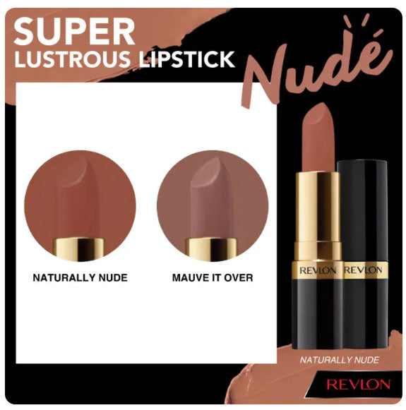 Revlon Super Lustrous Lipstick nude shades creme texture color chart display