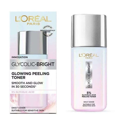 Loreal Glycolic Bright Toner 5 percent glycolic acid bottle and box front view