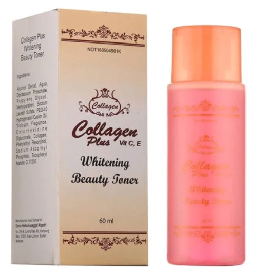 Collagen Plus Skincare Set whitening beauty toner with box and bottle shown clearly