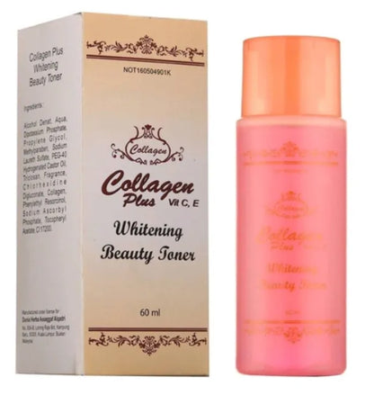 Collagen Plus Skincare Set whitening beauty toner with box and bottle shown clearly