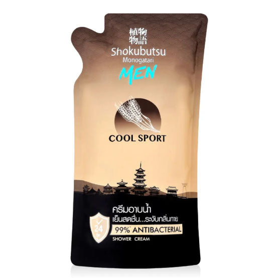Shokubutsu Men Cool Sport shower cream Refill front label cooling formula