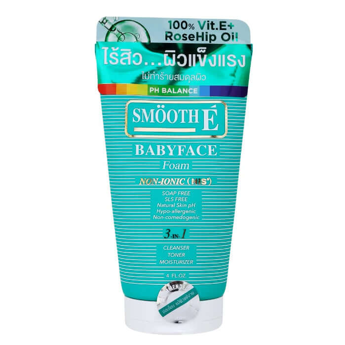Smooth E Babyface Foam non ionic soap free facial cleanser tube front view