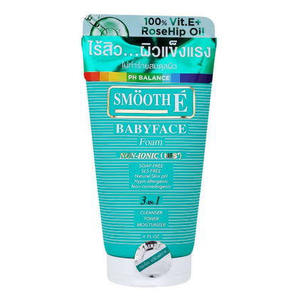Smooth E Babyface Foam non ionic soap free facial cleanser tube front view