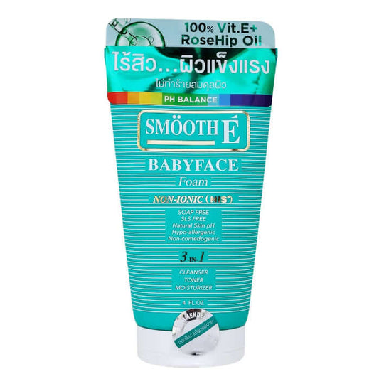 Smooth E Babyface Foam non ionic soap free facial cleanser tube front view