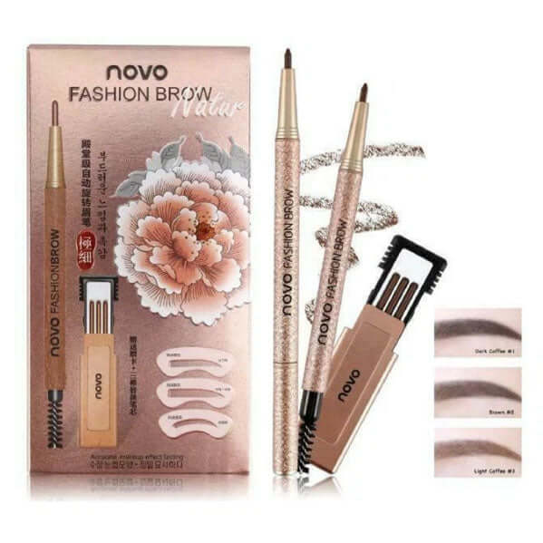 Novo Fashion Brow Pencil set with box eyebrow pencil and brush