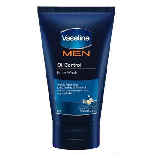 Vaseline Men Oil Control Wash facial foam cleanser tube front view