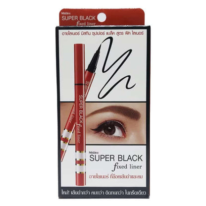 Mistine Super Black Fixed Eyeliner product packaging with red pen style design