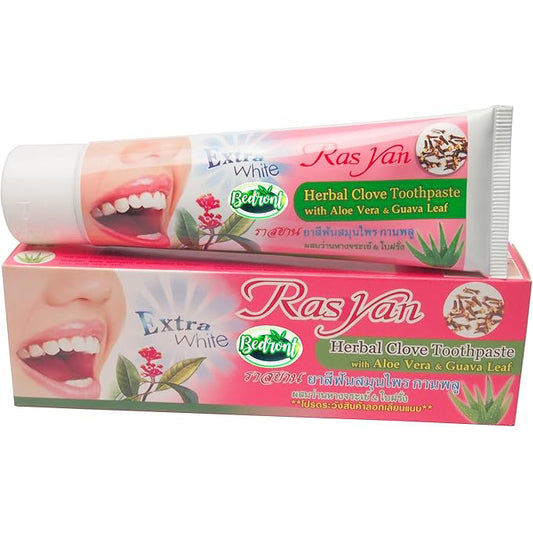 ISME Rasyan Herbal Clove Toothpaste box and tube with Aloe Vera and Guava Leaf 100g