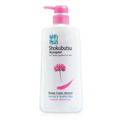 Shokubutsu Chinese Milk Vetch Shower Cream 400ml Pink bottle front view