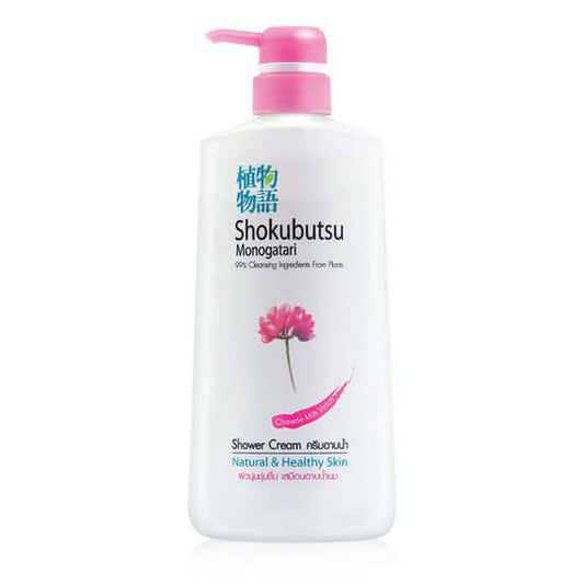 Shokubutsu Chinese Milk Vetch Shower Cream 400ml Pink bottle front view