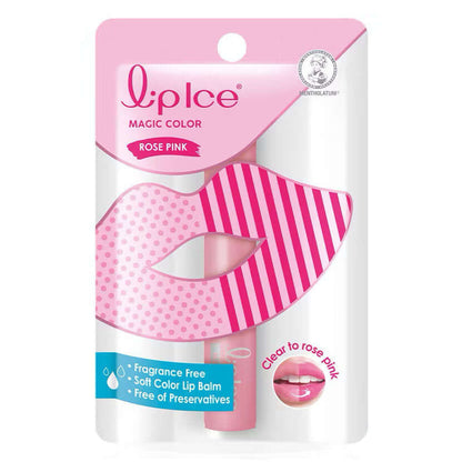 LipIce Magic Color lip balm rose pink packaging front fragrance free