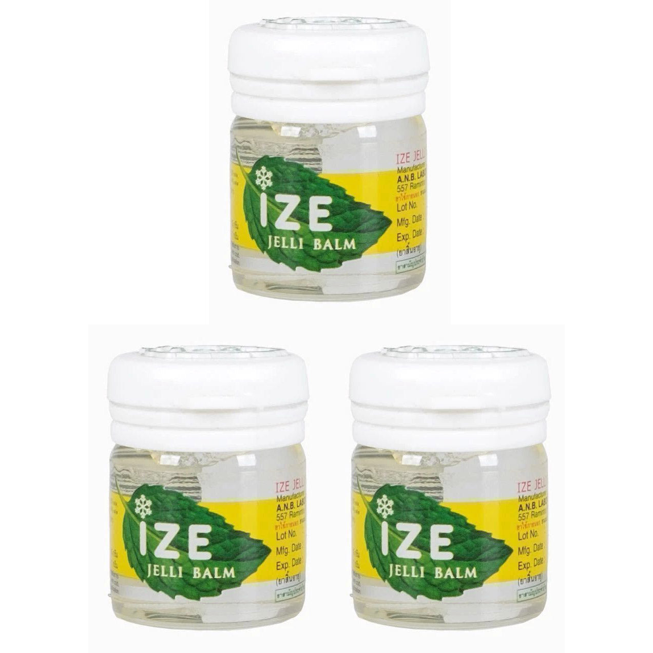 IZE Jelli Balm Inhaler 3pcs Thai herbal nasal balm set for dizziness relief