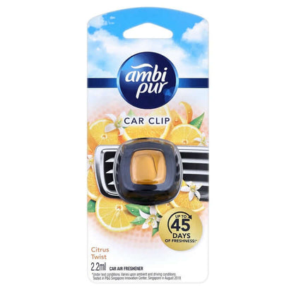 Ambi Pur Car Mini Clip Car Air Freshener 2.2ml Citrus Twist Vent Clip